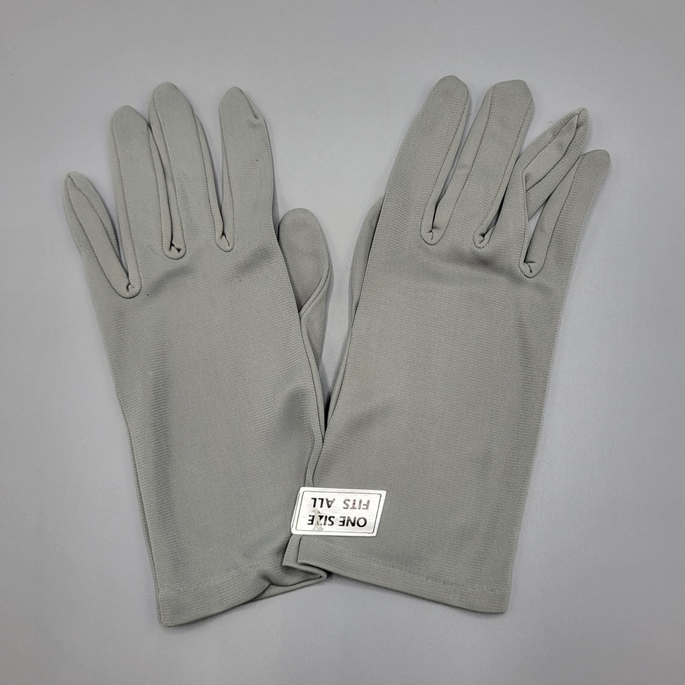 Vintage Dress Gloves Women One Size Stretch Formal Wrist Length Gray New
